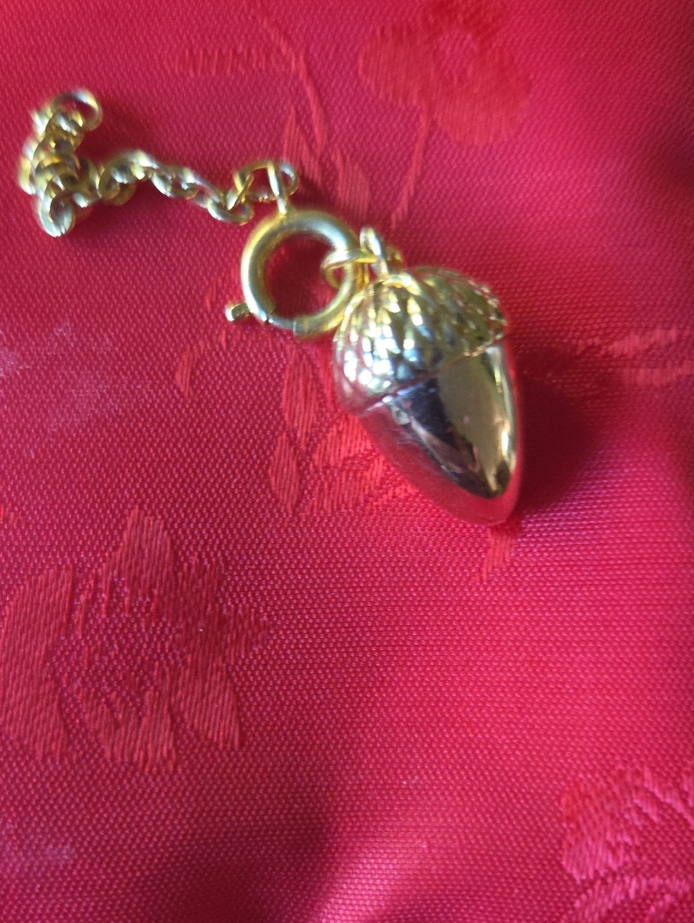 Vintage Joan Rivers Acorn Egg Charm With Chain